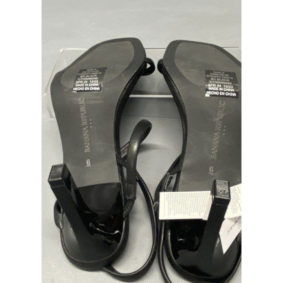 Banana Republic Open Toe Ankle Strap Sandals Black Leather Size 6‎ New with Tags - Picture 5 of 6